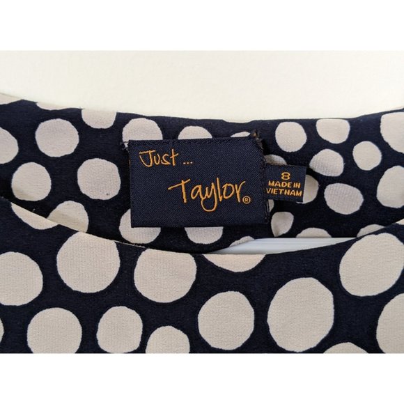 Just Taylor Polkadot Navy White Day Dress, Sz L - Picture 4 of 6